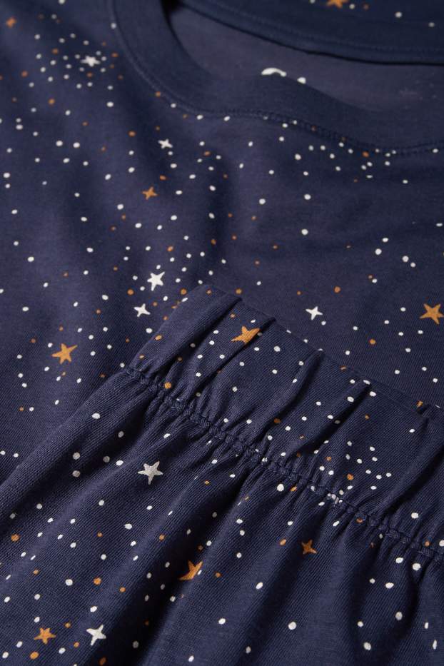 Damen - Pyjama - gemustert - dunkelblau