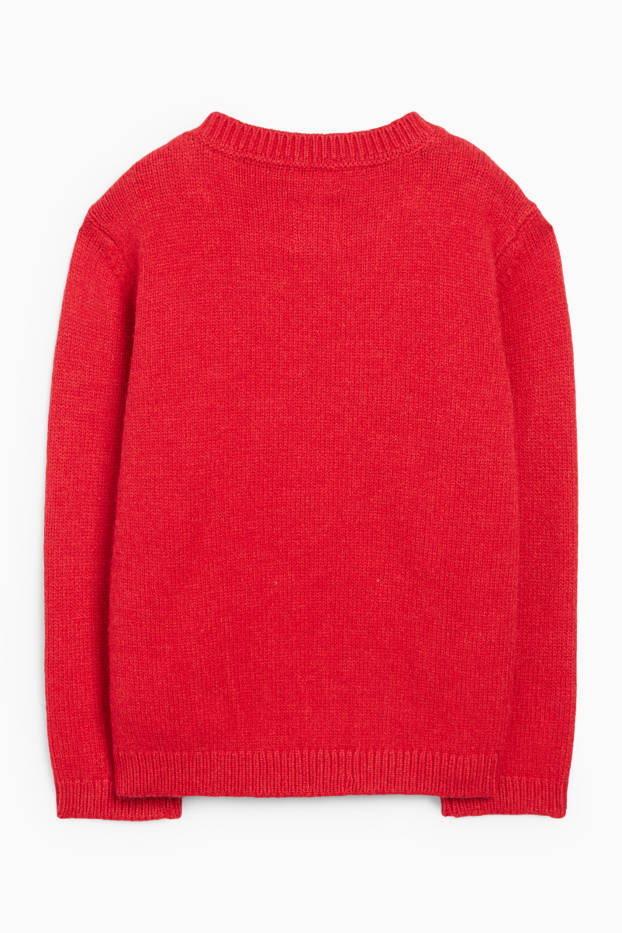 Baby Jungen - Rentier - Baby-Weihnachtspullover - rot