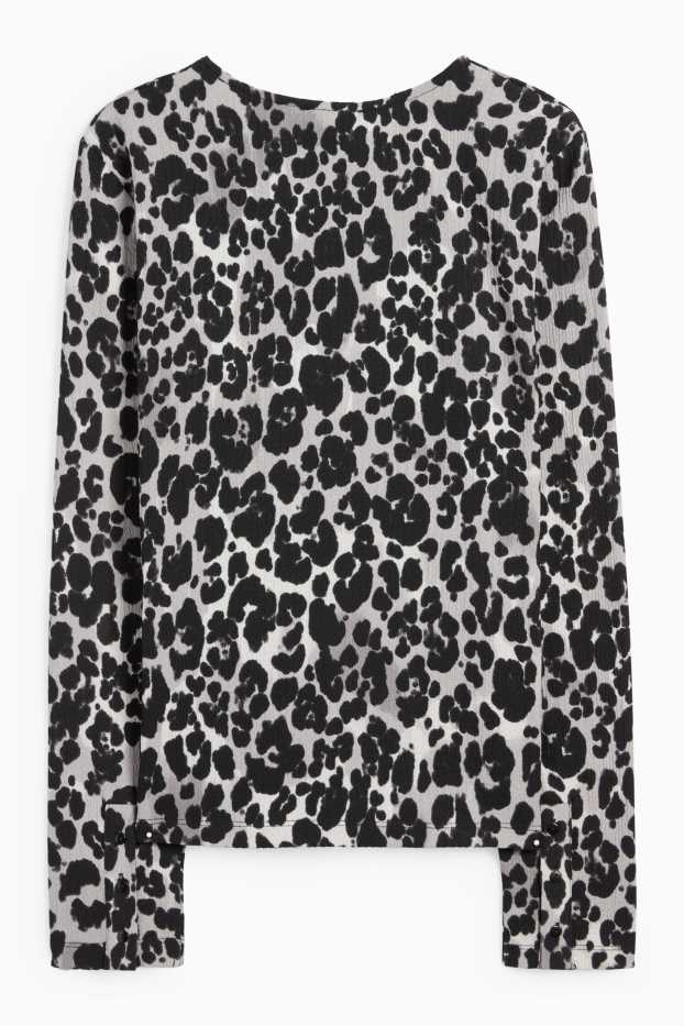 Mujer - Camiseta de manga larga - regular fit - estampado de leopardo - negro / gris
