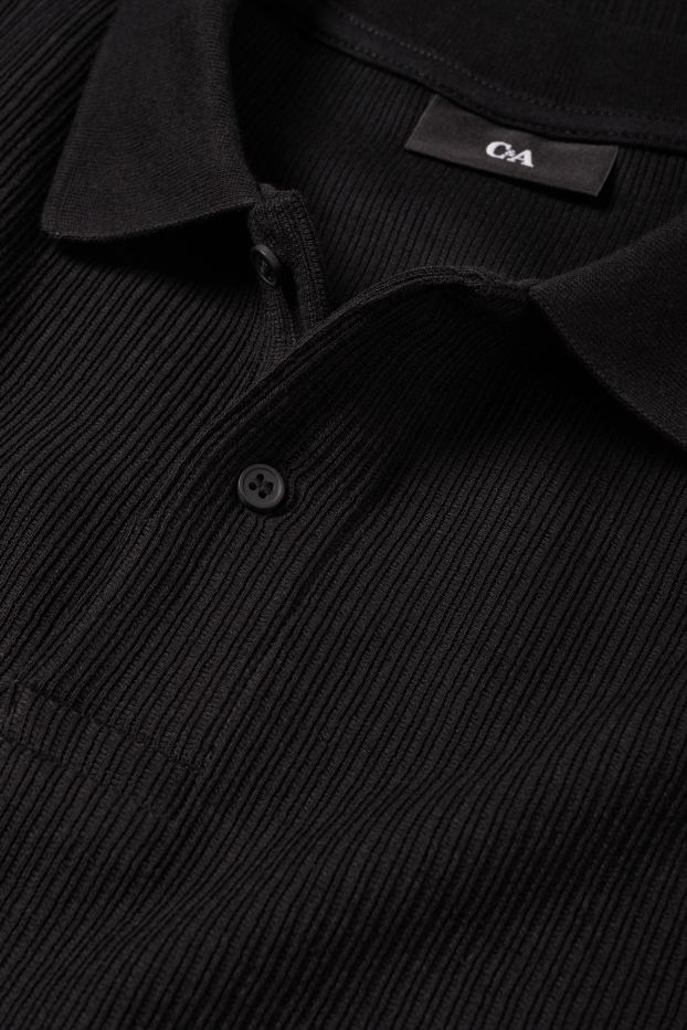 Uomo - Polo - regular fit - tessuto tramato - nero