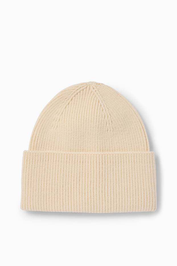 Femmes - Bonnet - finition côtelée - blanc crème