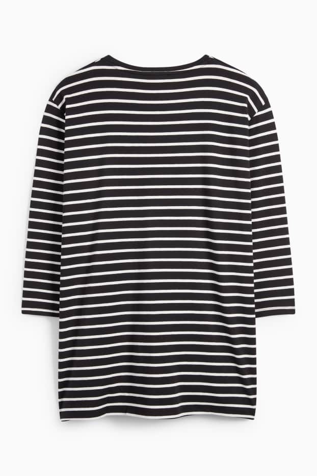 Mujer - Camiseta de manga larga - LYCRA® - de rayas - negro / blanco