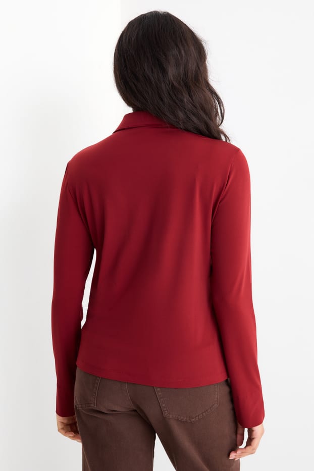 Women - Jersey blouse - dark red