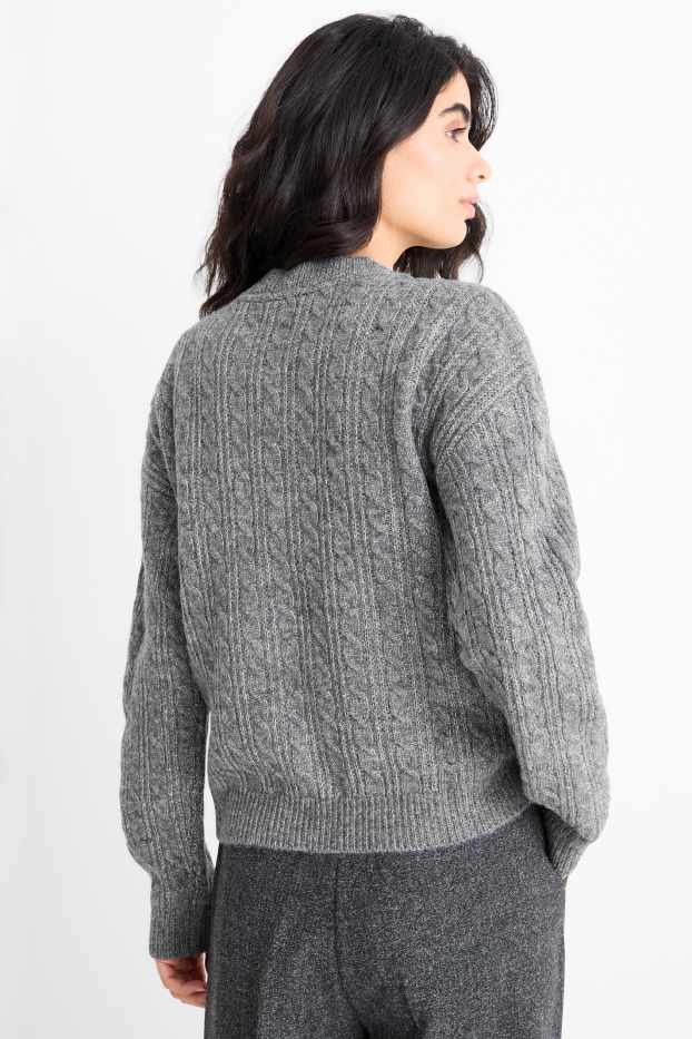 Mujer - Cárdigan - de ochos - gris jaspeado