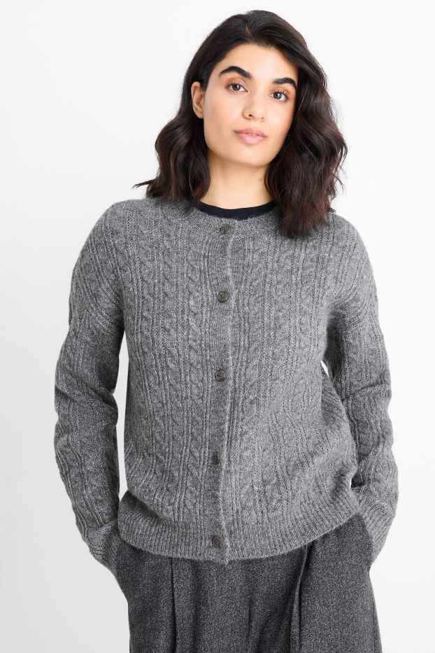 Mujer - Cárdigan - de ochos - gris jaspeado