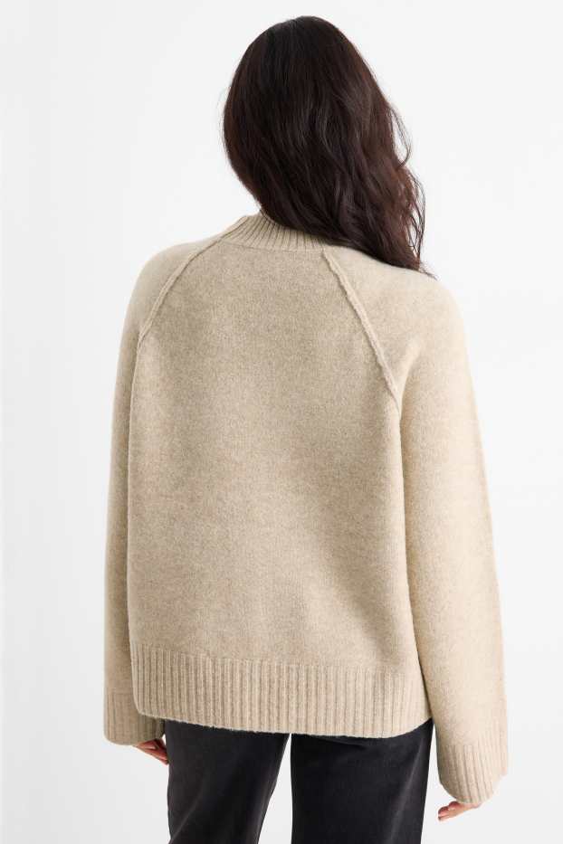 Damen - Pullover - hellbeige