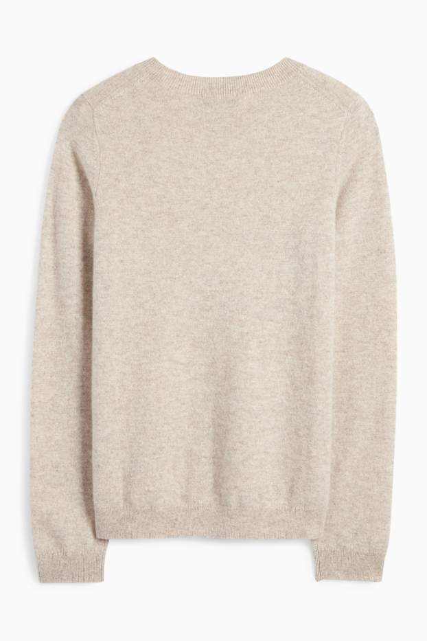 Damen - Kaschmir-Pullover - hellbeige