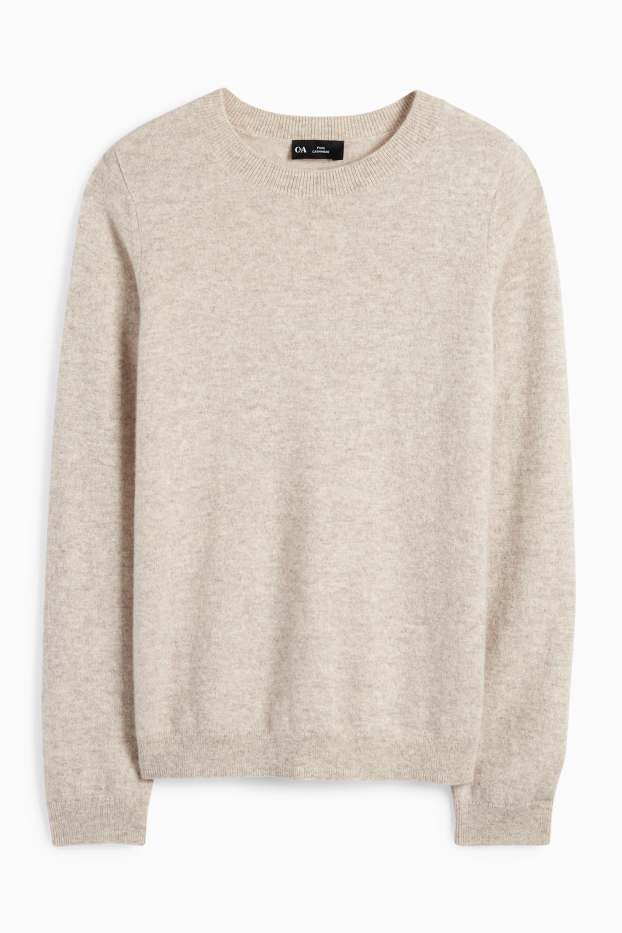Damen - Kaschmir-Pullover - hellbeige