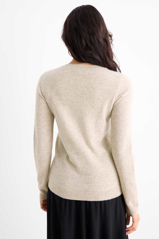 Damen - Kaschmir-Pullover - hellbeige