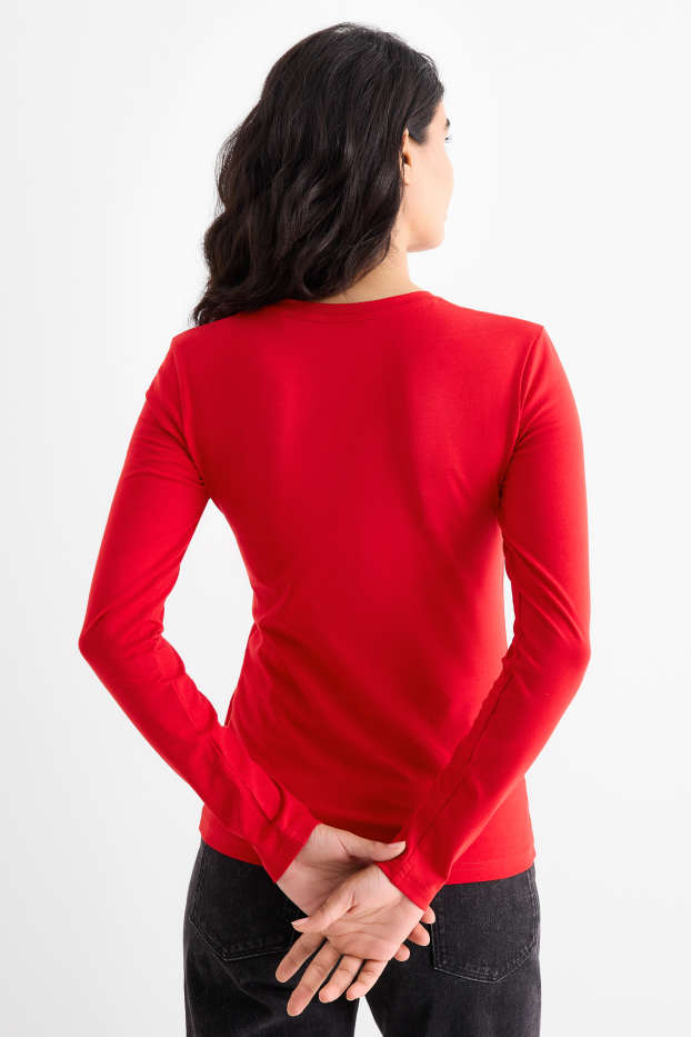 Damen - Langarmshirt - Slim Fit - rot