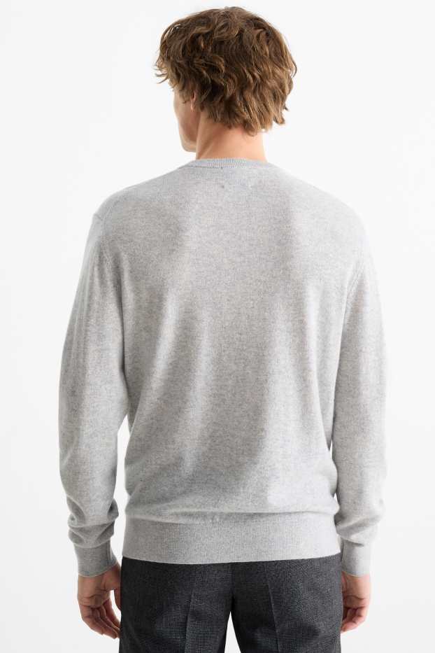 Herren - Kaschmir-Pullover - hellgrau