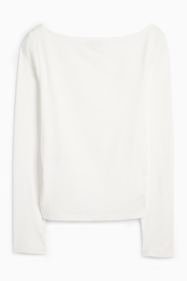 Damen - Langarmshirt - Slim Fit - weiss