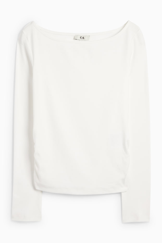 Damen - Langarmshirt - Slim Fit - weiss