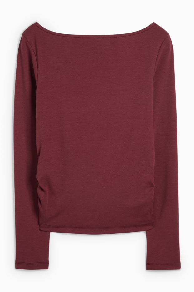 Damen - Langarmshirt - Slim Fit - bordeaux