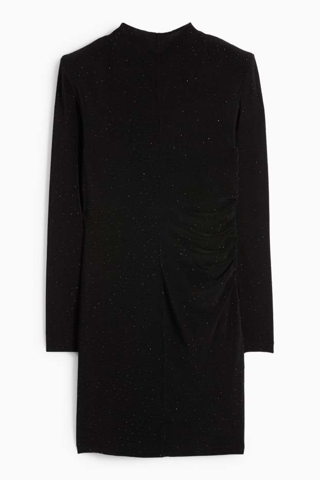 Women - Bodycon dress with rhinestones - black