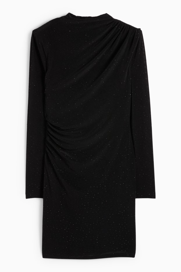 Women - Bodycon dress with rhinestones - black