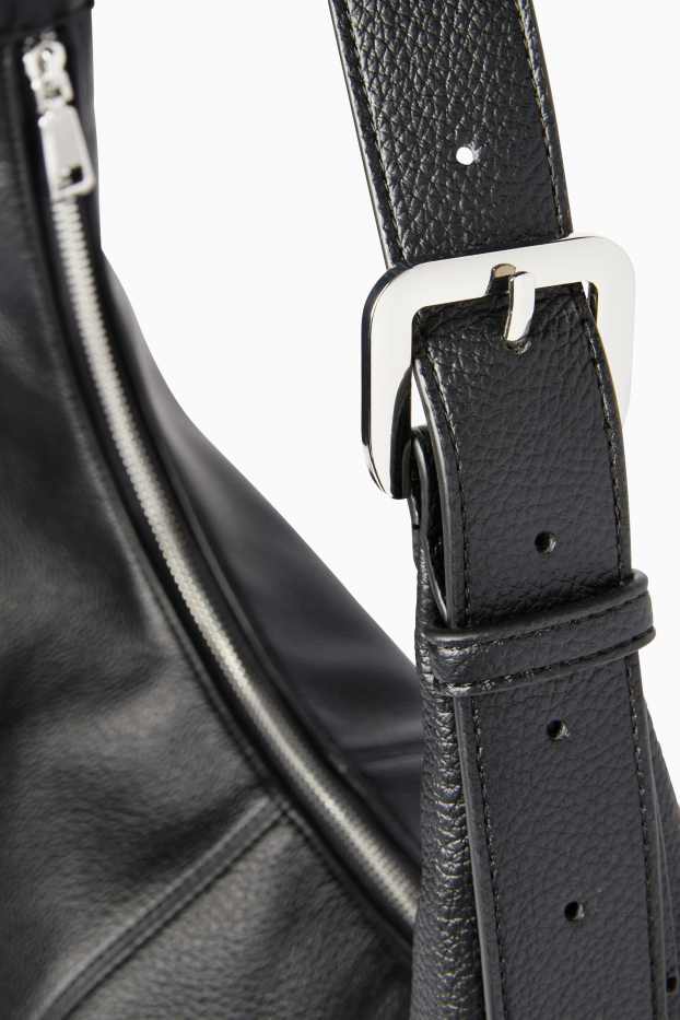 Damen - Schultertasche - Lederimitat - schwarz