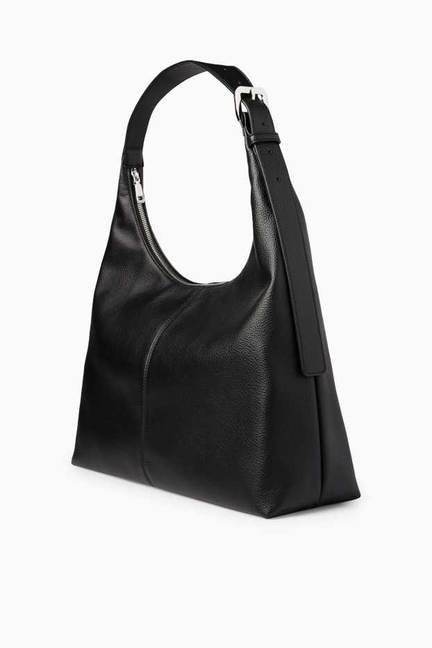 Damen - Schultertasche - Lederimitat - schwarz