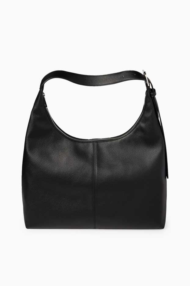 Damen - Schultertasche - Lederimitat - schwarz