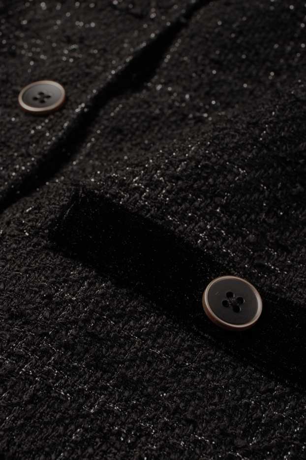 Kinder Mädchen - Bouclé-Blazer - kariert - schwarz