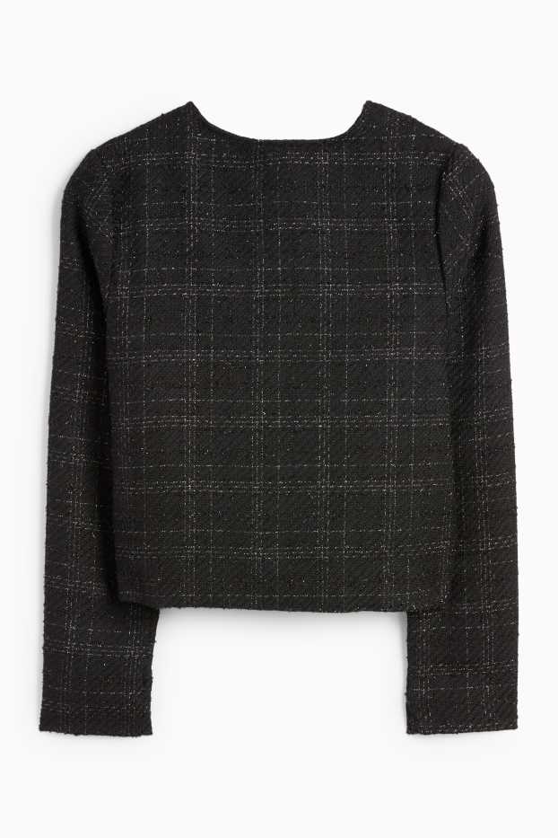 Kinder Mädchen - Bouclé-Blazer - kariert - schwarz