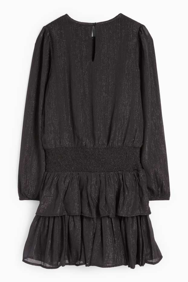 Kinder Mädchen - Chiffon-Kleid - glänzend - schwarz
