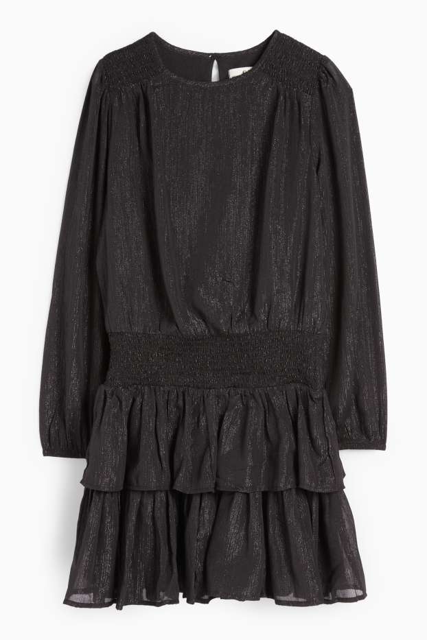 Kinder Mädchen - Chiffon-Kleid - glänzend - schwarz