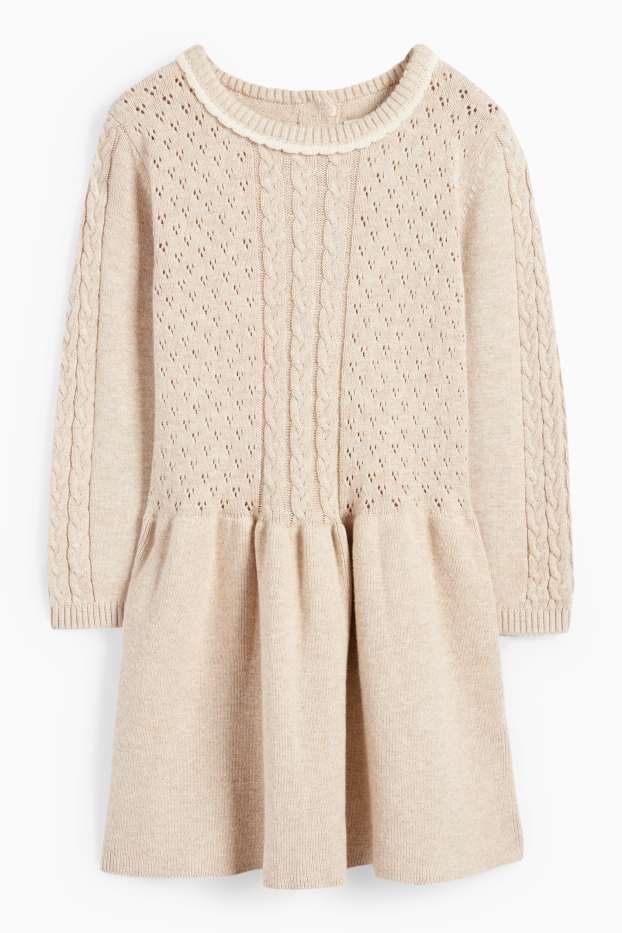 Baby Mädchen - Baby-Strick-Kleid - taupe