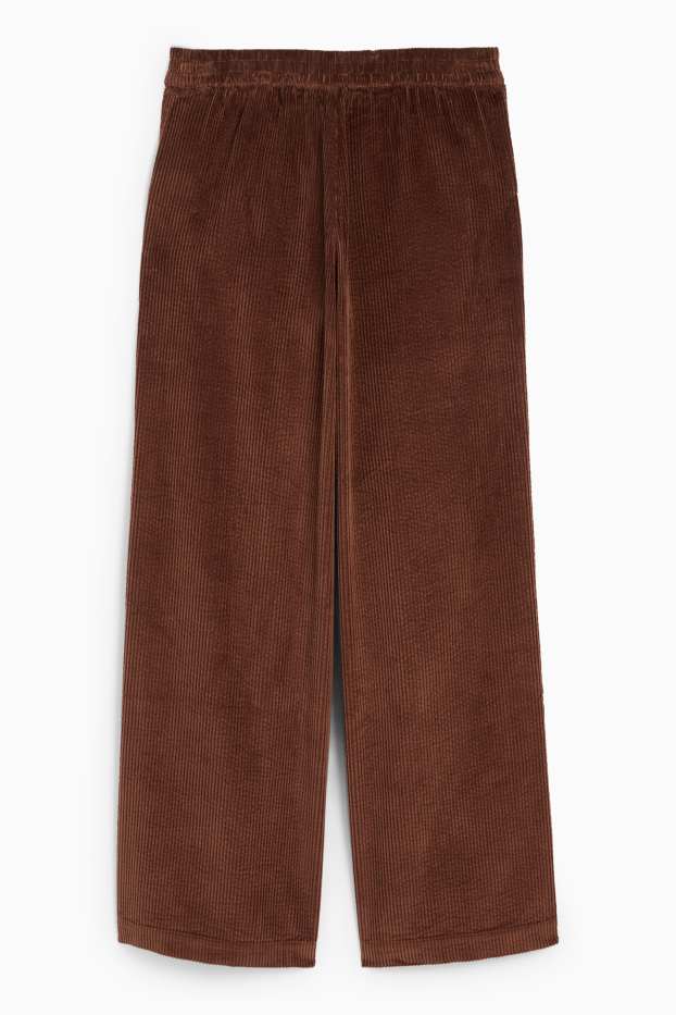 Damen - Cordhose - Mid Waist - Wide Leg - dunkelbraun