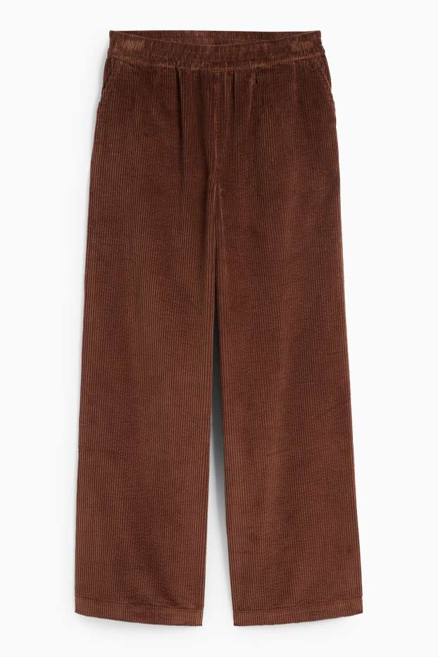 Damen - Cordhose - Mid Waist - Wide Leg - dunkelbraun