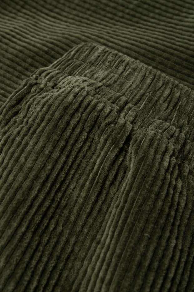 Donna - Pantaloni in velluto - vita media - gamba ampia - verde scuro