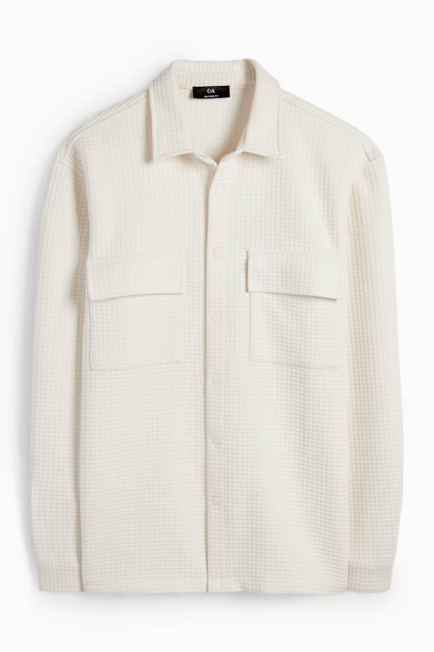 Herren - Hemdjacke - Relaxed Fit - Kent - strukturiert - cremeweiß