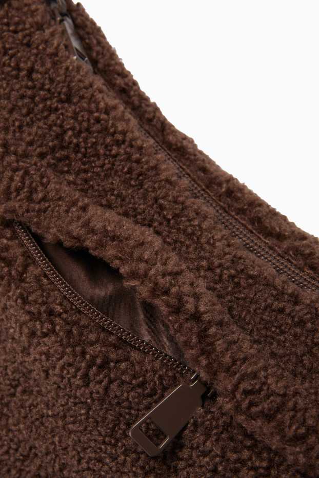 Women - Teddy fur crossbody bag - dark brown
