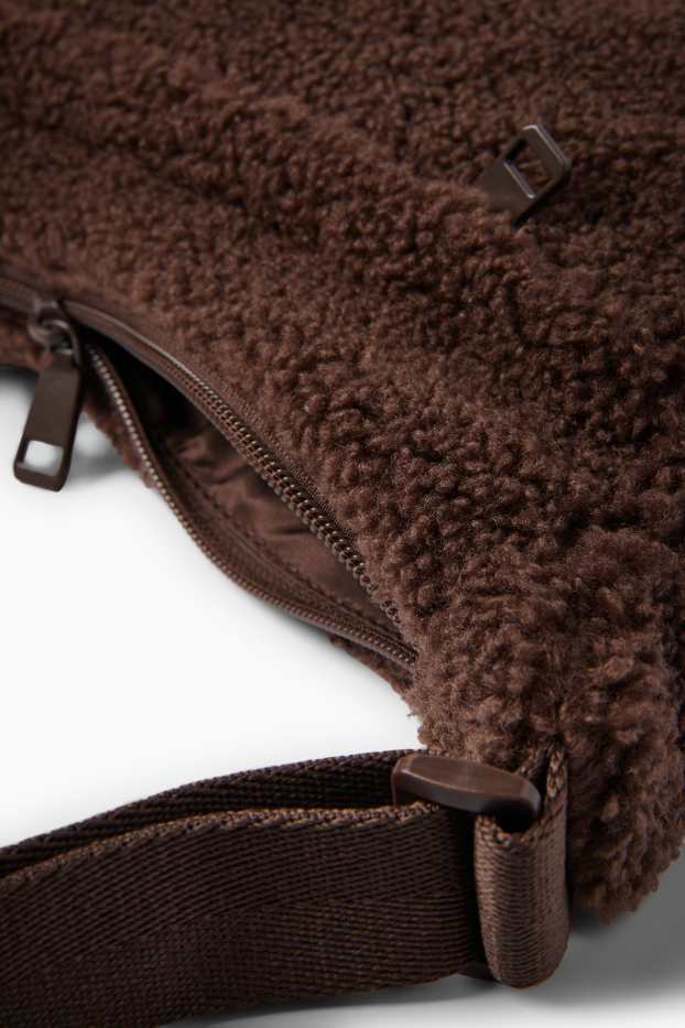 Women - Teddy fur crossbody bag - dark brown
