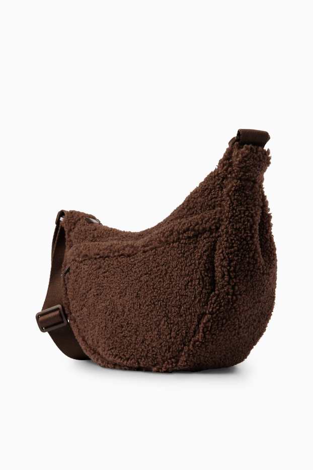 Women - Teddy fur crossbody bag - dark brown
