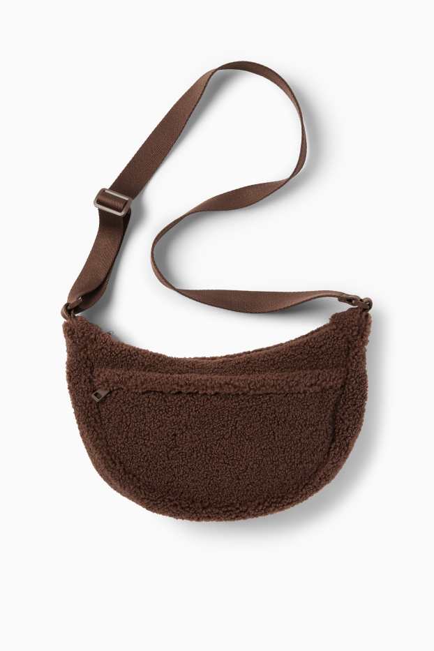 Women - Teddy fur crossbody bag - dark brown