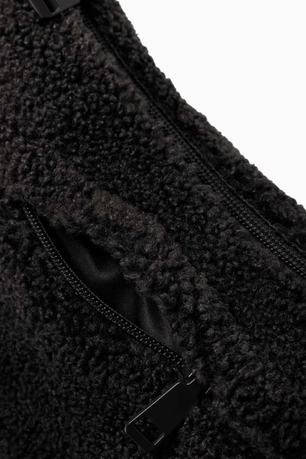 Women - Teddy fur crossbody bag - black