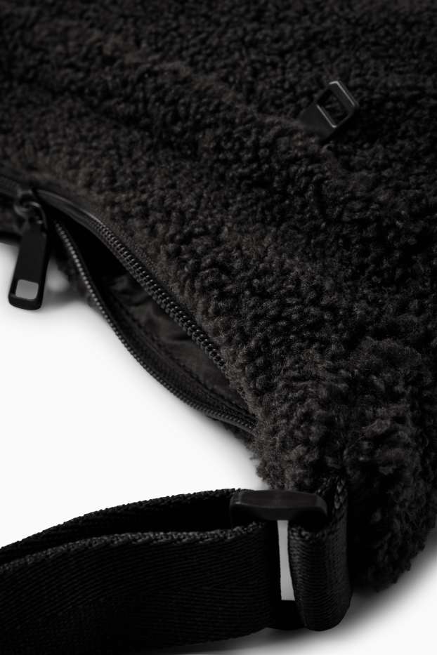 Women - Teddy fur crossbody bag - black