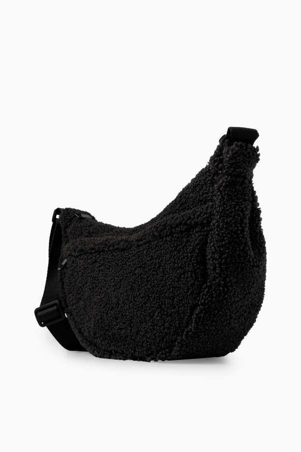 Women - Teddy fur crossbody bag - black