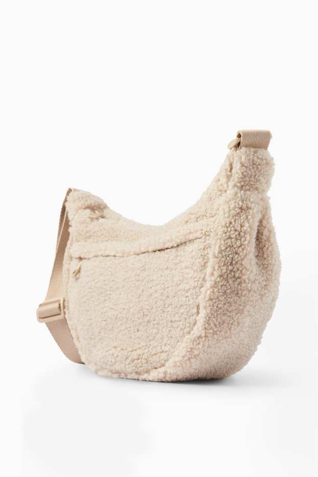 Dames - Schoudertas van teddybont - beige