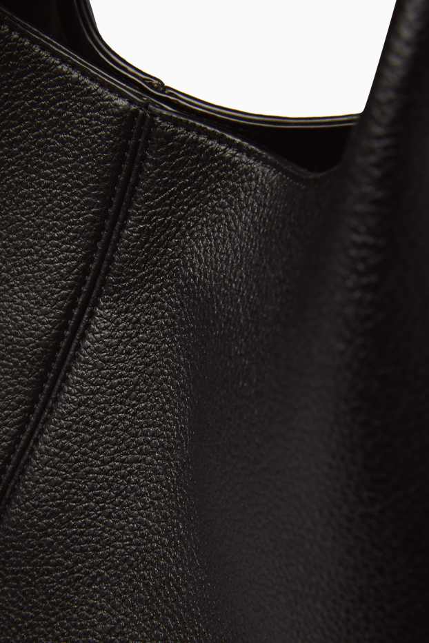 Dames - Grote shopper - imitatieleer - zwart