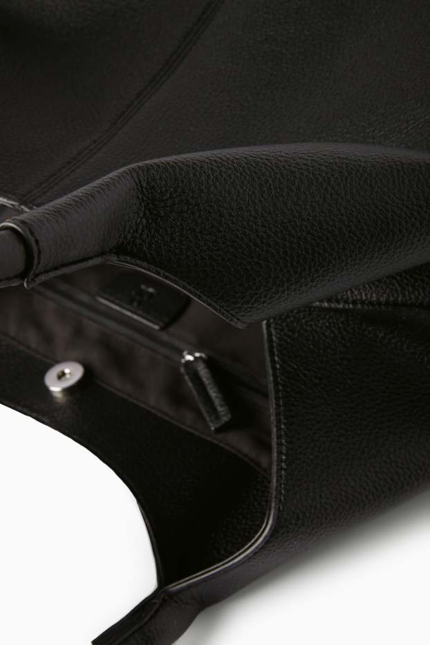 Dames - Grote shopper - imitatieleer - zwart