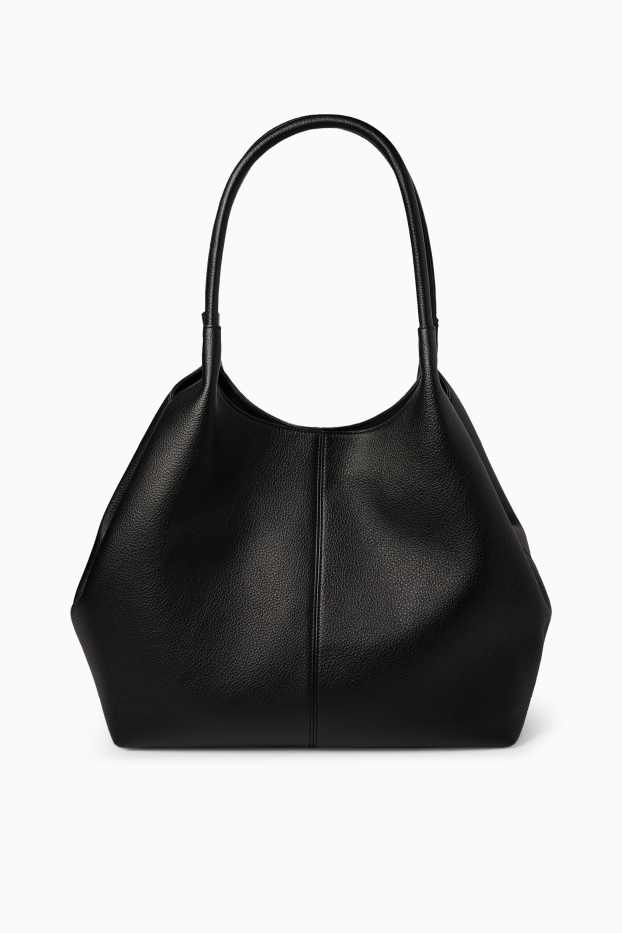 Dames - Grote shopper - imitatieleer - zwart