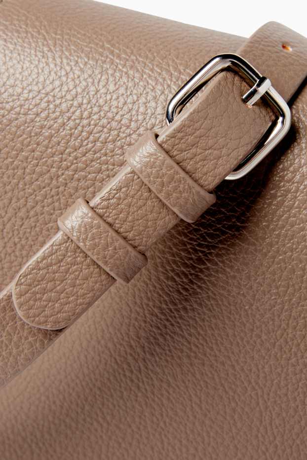 Dames - Schoudertas met afneembare riem - imitatieleer - lichtbruin