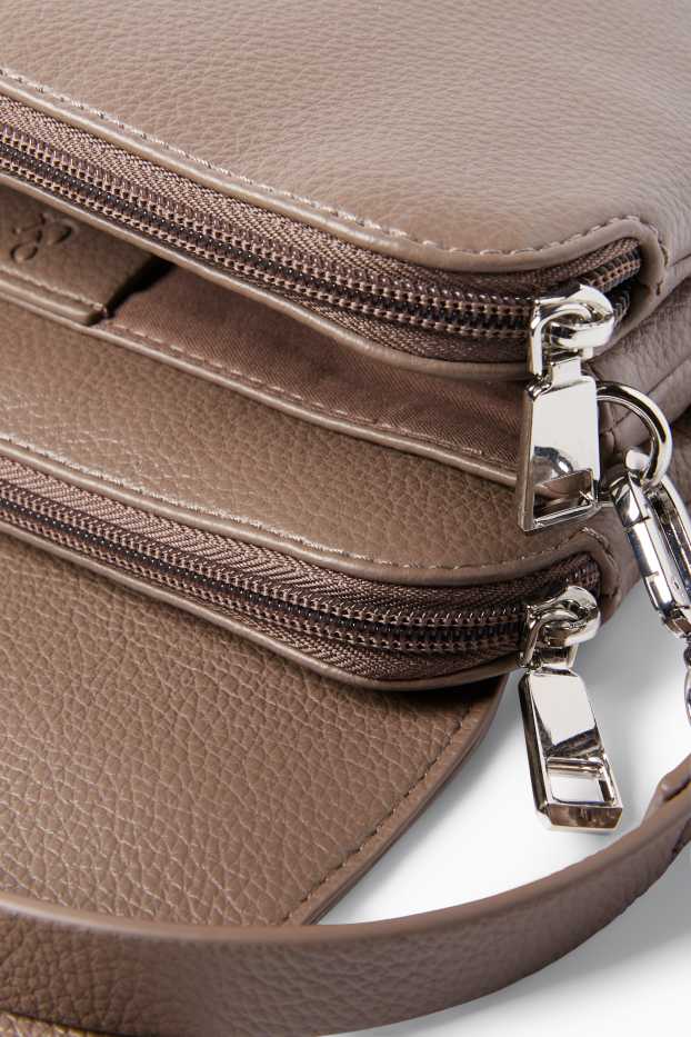 Dames - Schoudertas met afneembare riem - imitatieleer - lichtbruin