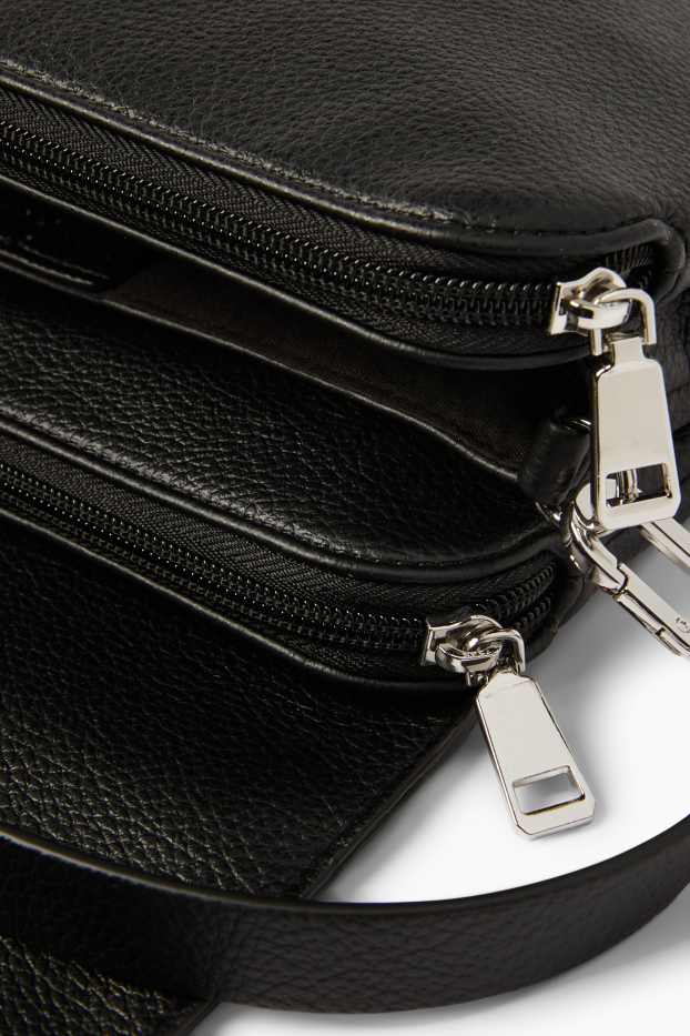 Dames - Schoudertas met afneembare riem - imitatieleer - zwart