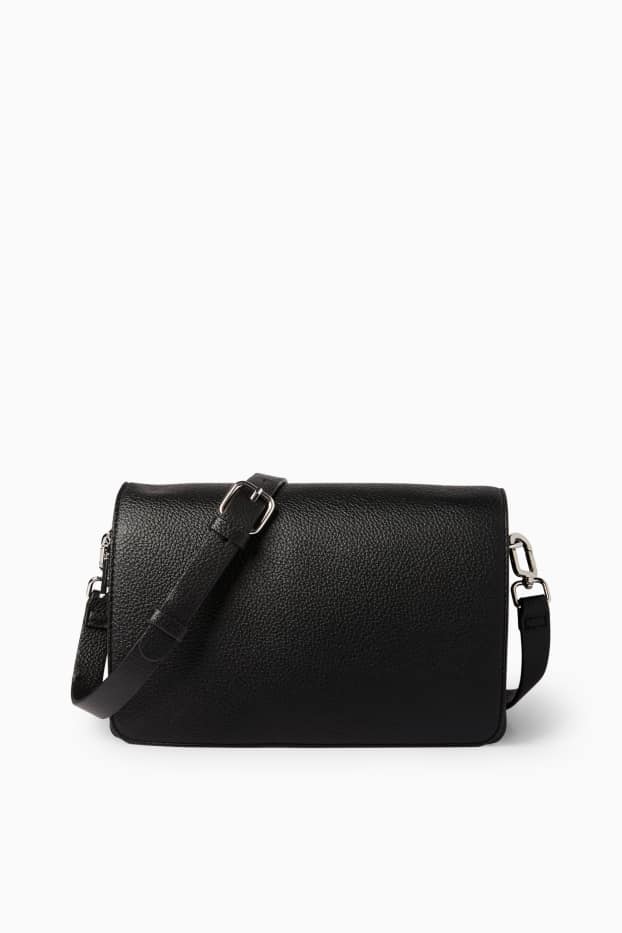Dames - Schoudertas met afneembare riem - imitatieleer - zwart