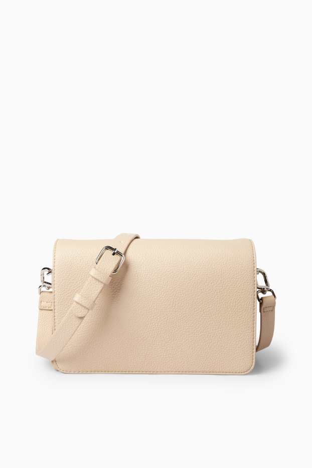 Dames - Schoudertas met afneembare riem - imitatieleer - licht beige