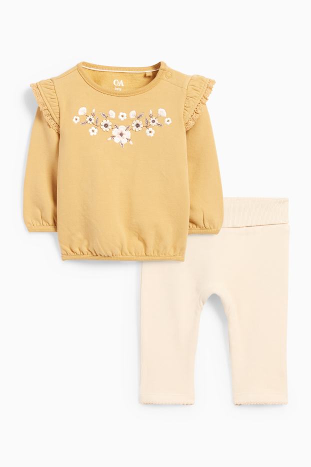 Miminka - dívky - Květinové motivy - outfit pro miminka - 2dílný - žlutá