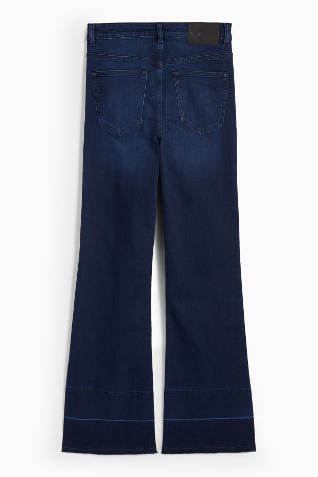 Women - Flared jeans - mid-rise waist - denim-dark blue